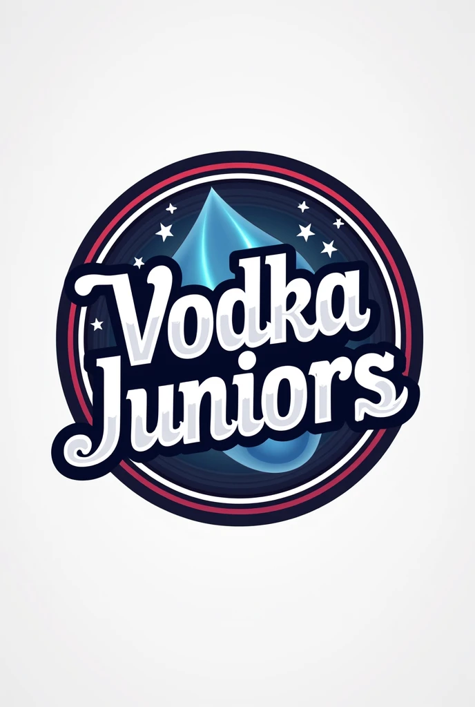 Create a circular logotype team with the name of vodka juniors with color