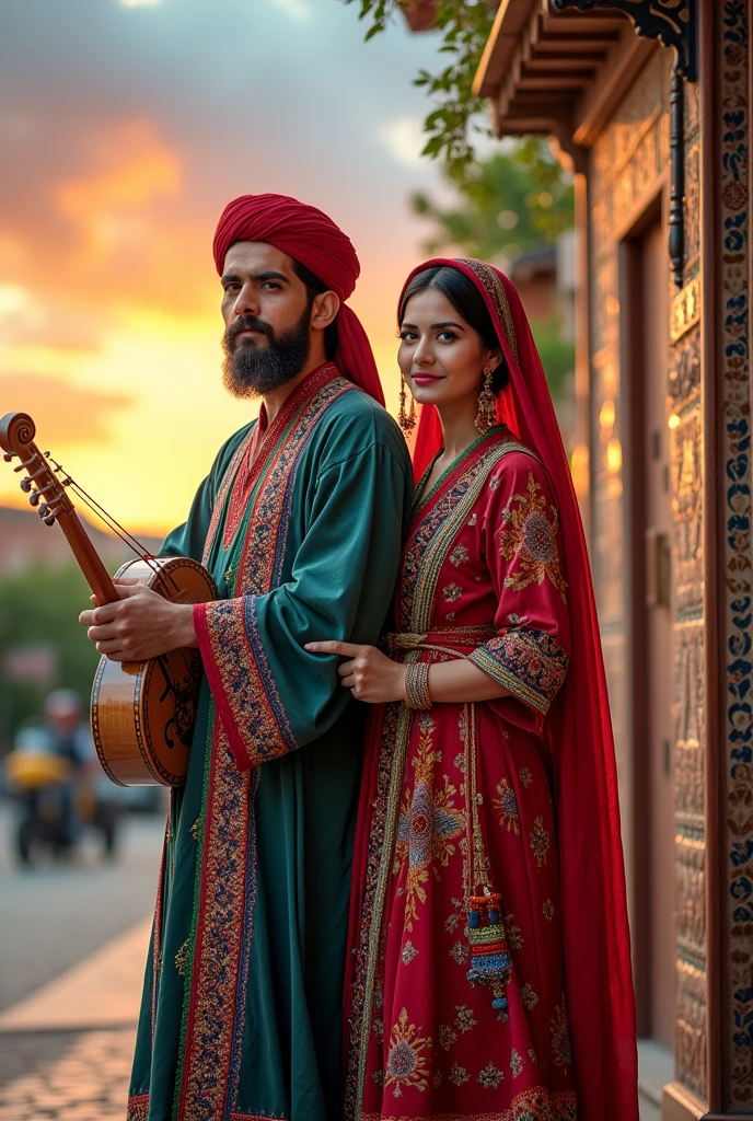 afghan couples both are in traditional dress