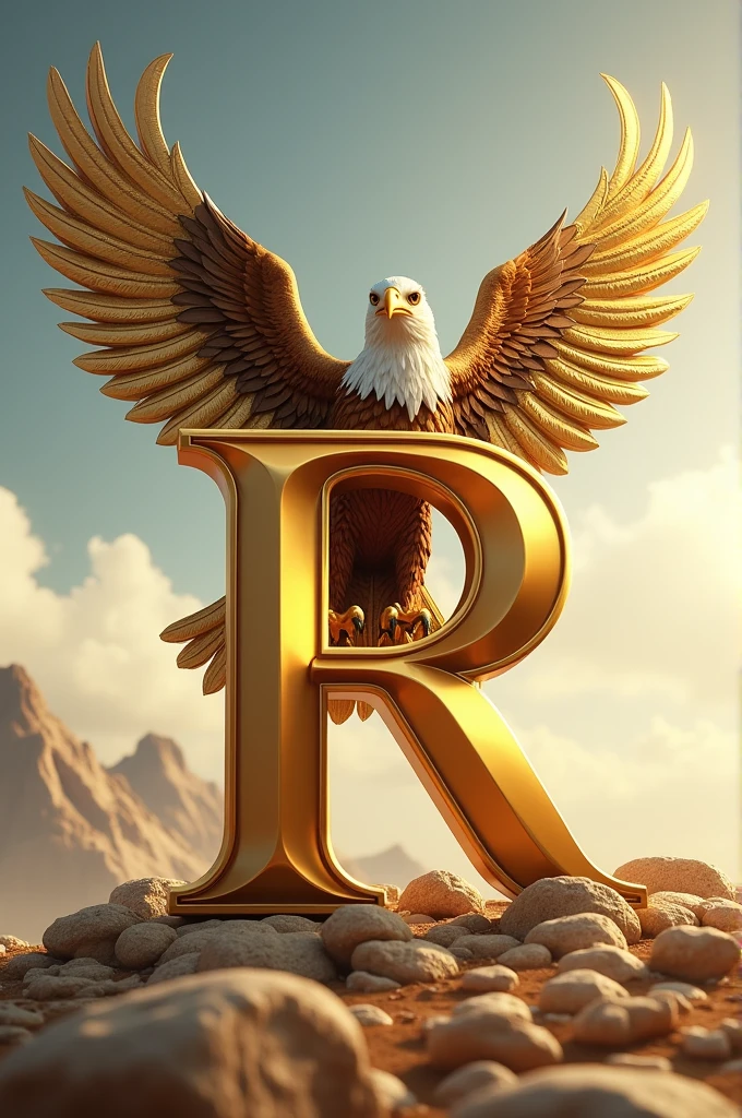 Golden letter R with eagle