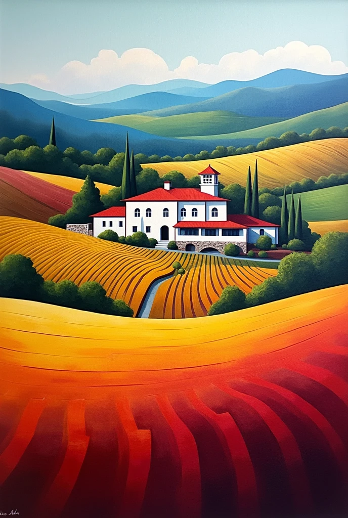 winery, modern, Color Field painting, depth of field, motion lines, masterpiece, high quality, highres