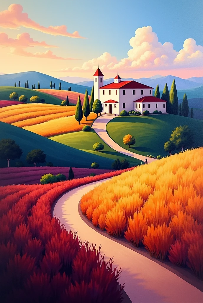 winery, modern, Color Field painting, depth of field, motion lines, masterpiece, high quality, highres