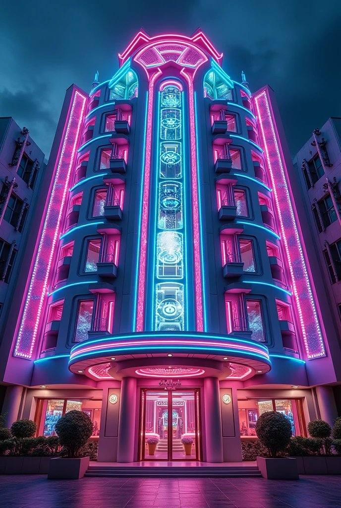 Anime style art nightclub facade, without people