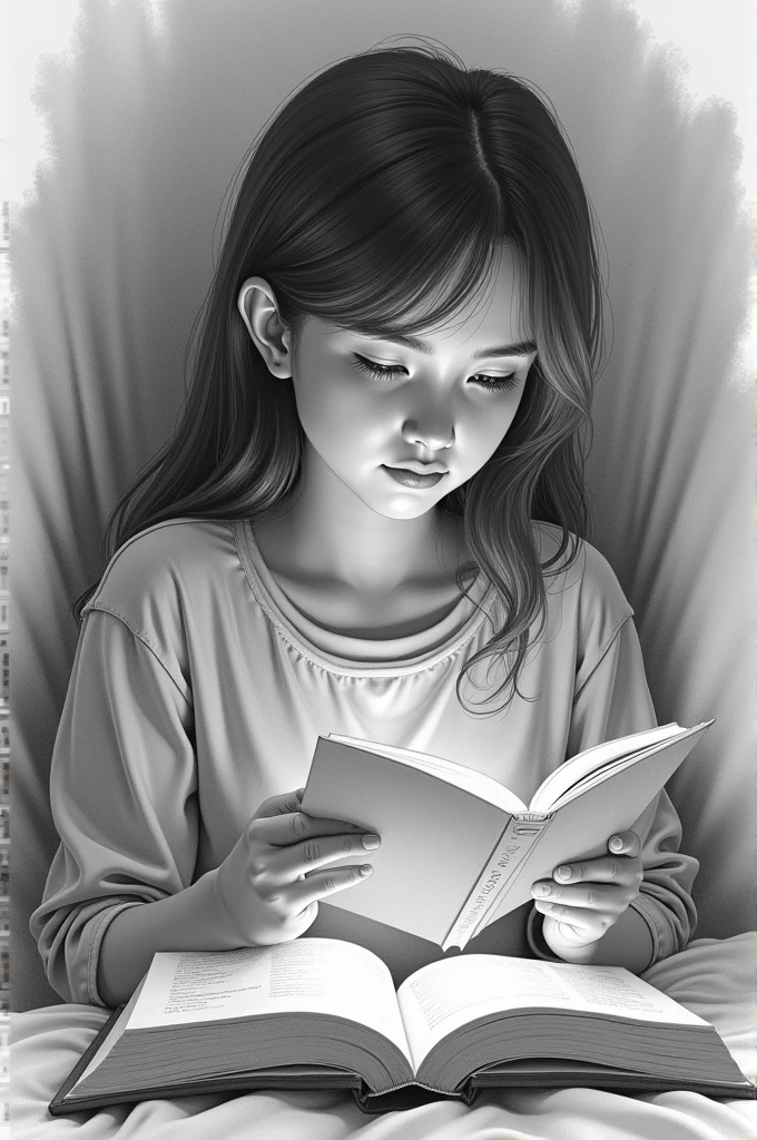 Drawing of a teenager reading a book

