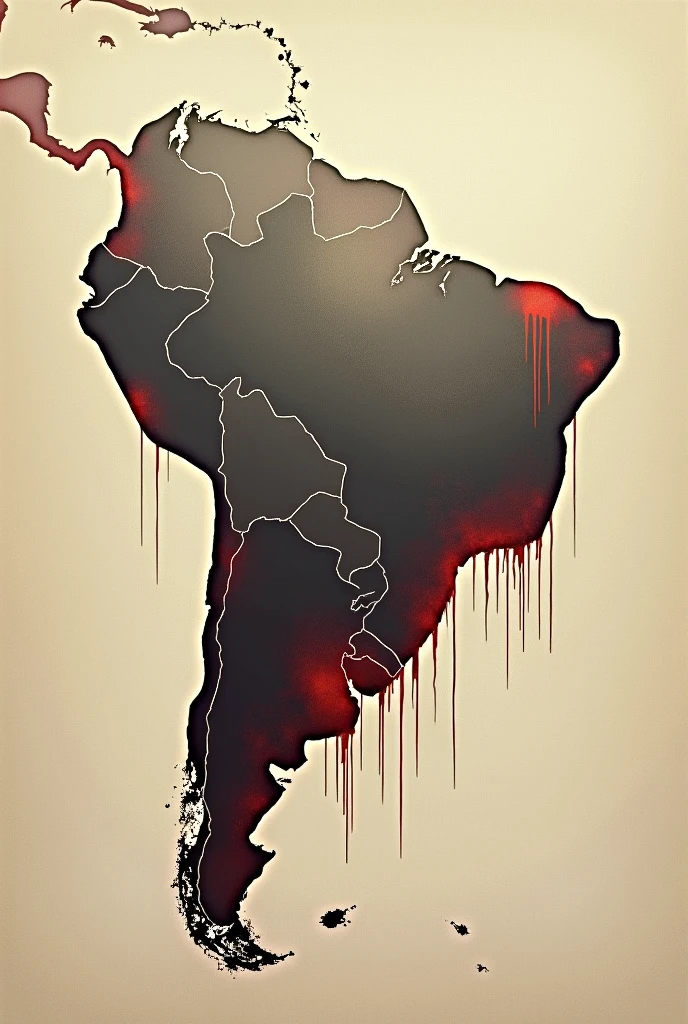 Simplified map of the Northeast region of Brazil with blood dripping