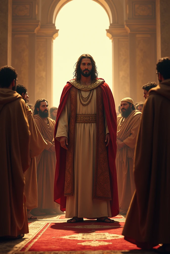 Biblical character Joseph as governor reuniting with his 11 brothers