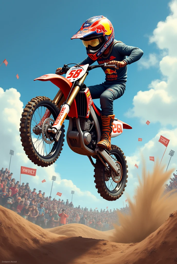 Caricatura 
 Supercross 
Suzuki Rmz450 saltando casco redbull plate name  lucho Number  58