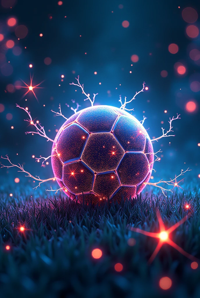 Generate me an image about neurons and a soccer ball