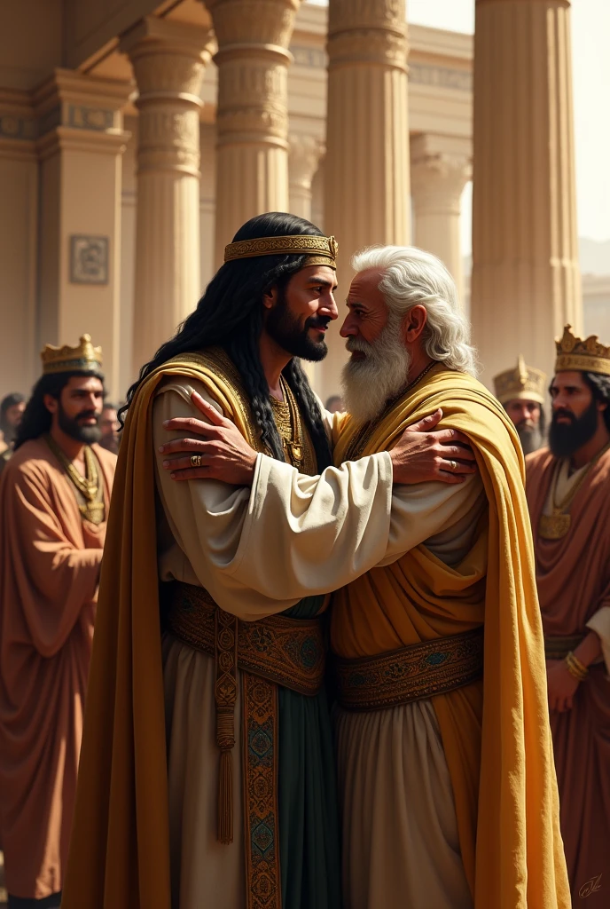 Biblical character Joseph as governor meeting his father Jacob 