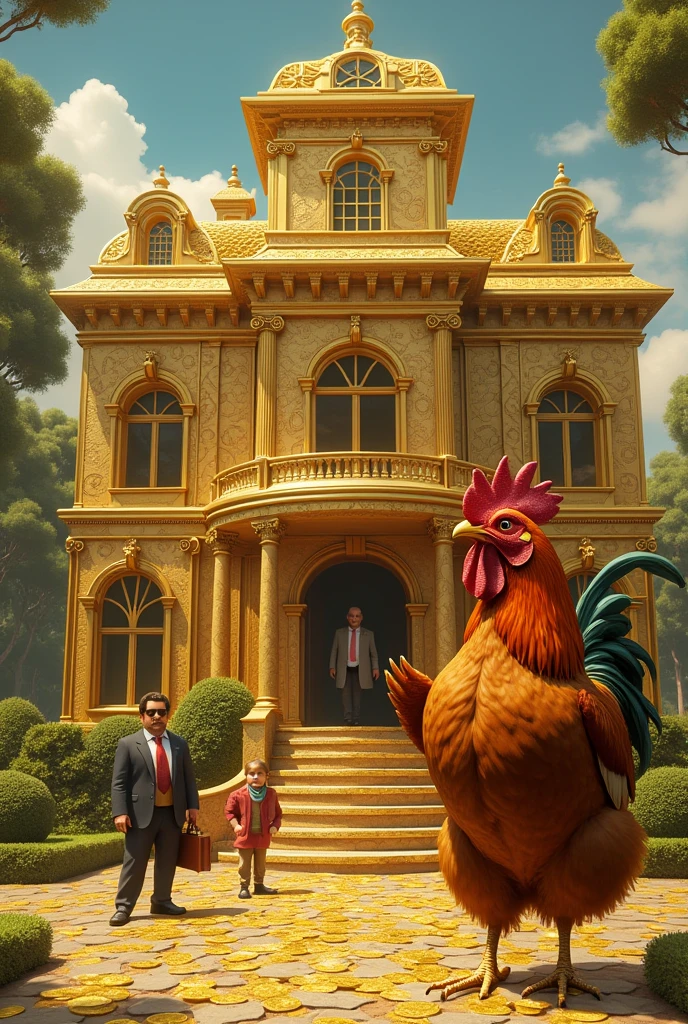 Hen is saying bye from a mansion made of money when hen kids are doctor, lawyer etc