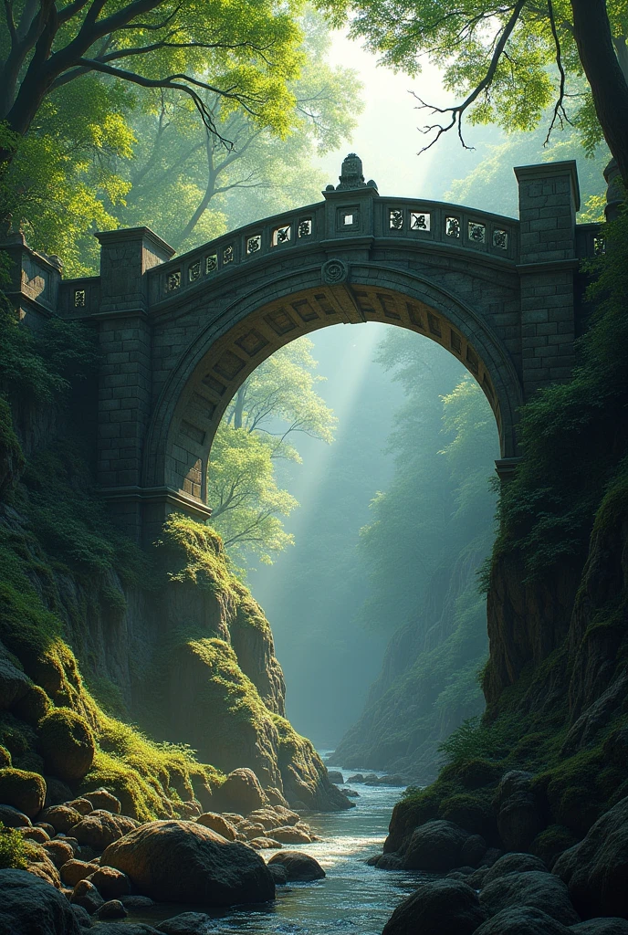 Bridge with forest underneath 
