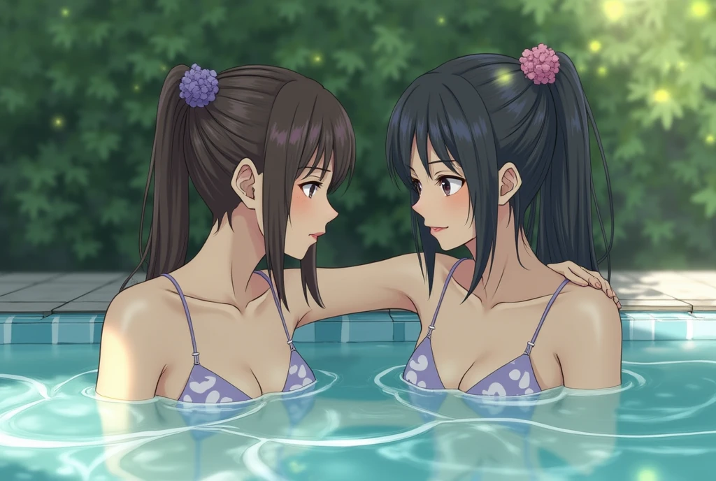 Identical twin sisters、Japanese、Real、Two Japanese sisters in an open-air bath invite you to join them