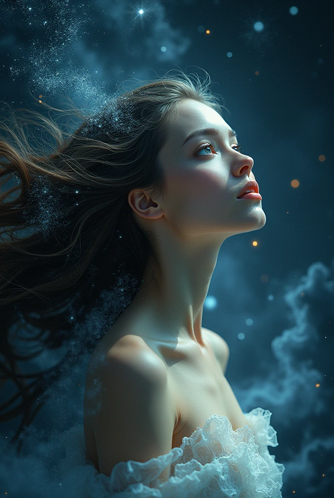 Woman beautiful in space