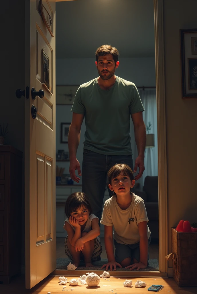 Man finds his wife and a girl crying in the living room of his house and is shocked.