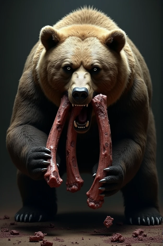 A frontal image of the moment of a polar bear attack on Expectador . The polar bear attacks the spectator with his binges, the bear is furious with its mouth open showing its fangs .