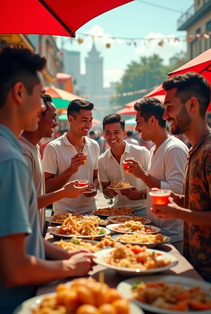 Philippines handsome male friends foodtrip, people feast