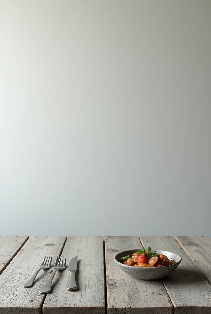 I need to generate an image for the background of a slide where it is a gray wooden table with a few utensils at one end 