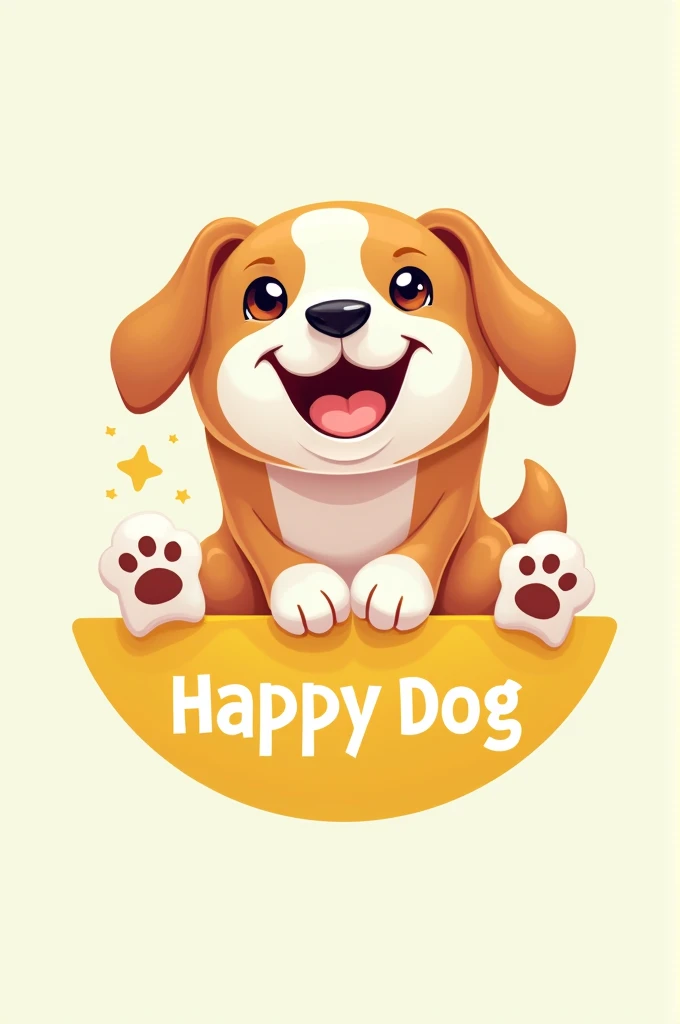 Create a logo for a pet shop brand with the name happy dog 