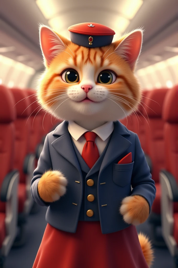 Adorable cat stewardess
