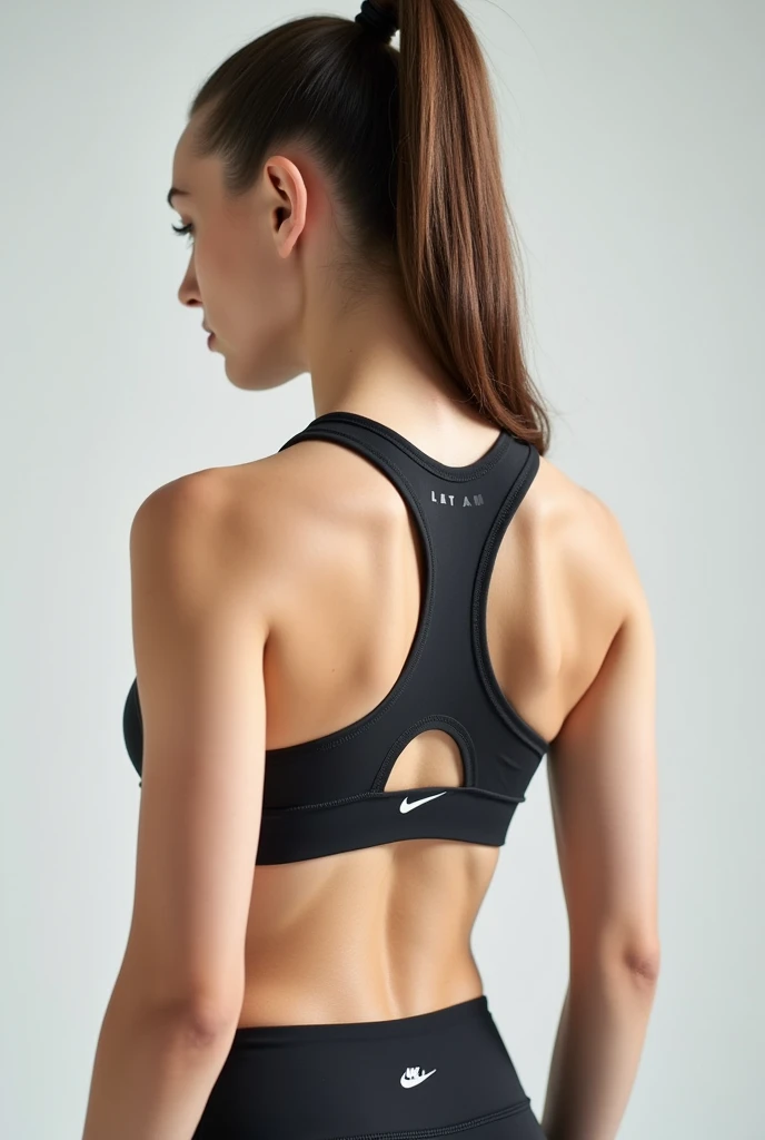 Nike pro crop top back to camera white skin color