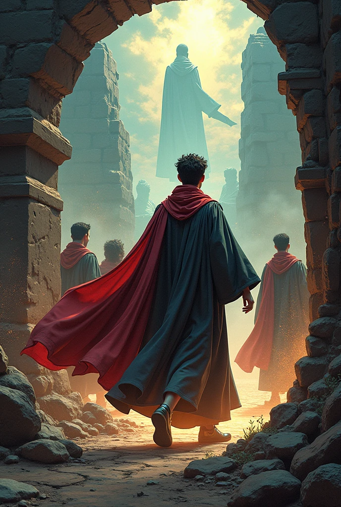 This comic uses the concepts of the original text and transforms them into a heroic narrative where educators fight to rescue and apply the lost principles of education., representing the importance of connecting the past with the present to build a better future.