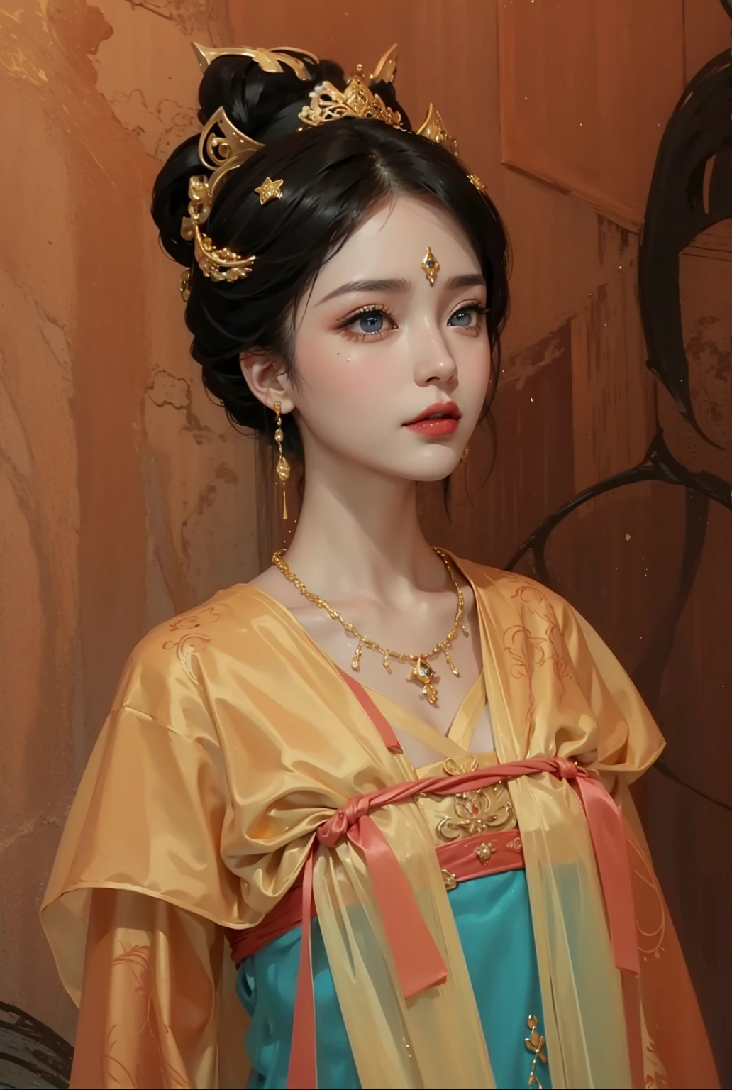 Royal sisters,Exquisite eyes,Frozen Queen,Put the crown on your head,Detailed facial expressions body,Tall and big,Glamorous characters,Leg length,4K,HD,Sensual,White translucent lace,白皙full image,Little cherry mouth,Beautiful and lovely,full image,Glossy Gel Coat,Vampire Queen in luxurious robes,Have a tattoo(Intricate tattoo designs),Ice Princess,Rich facial details,Angel,Eyes are blue(Pupils as deep as the starry sky),Silk printed clothes,Gold Jewelry,Princess wearing Chinese Hanfu