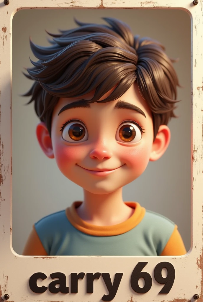 Create A 3D Realistic image of a Boy in type YOUTUBE BANNER on "CARRY69"