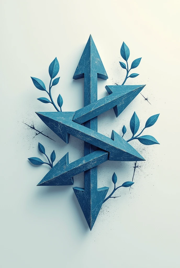 two arrows logo with leaves animated blue tone scratches