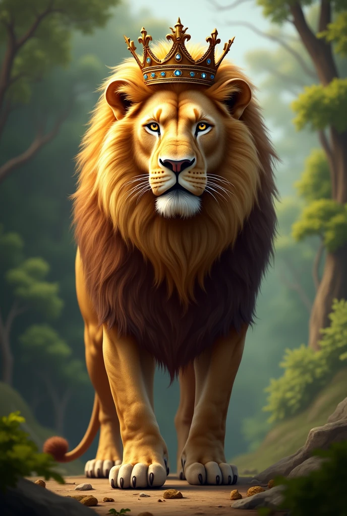 Lion with a crown on his head