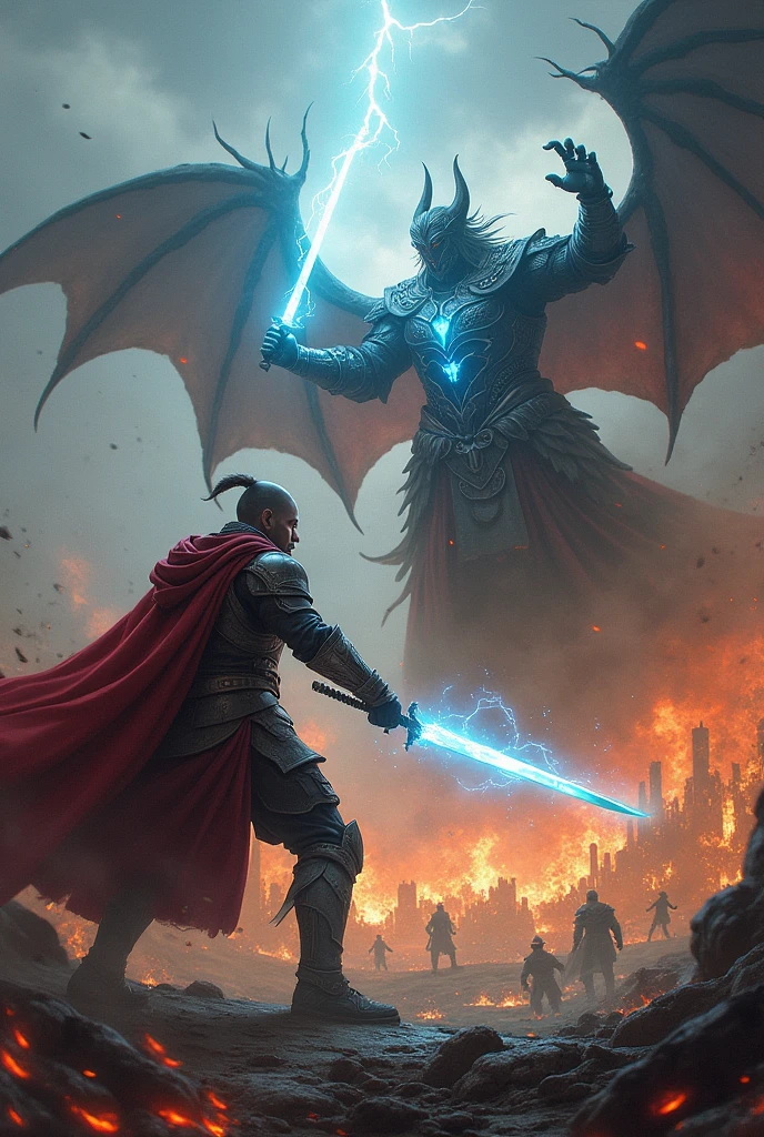 1 SWORDSMAN AND A WIZARD FIGHTING MONSTERS IN A WAR SCENARIO