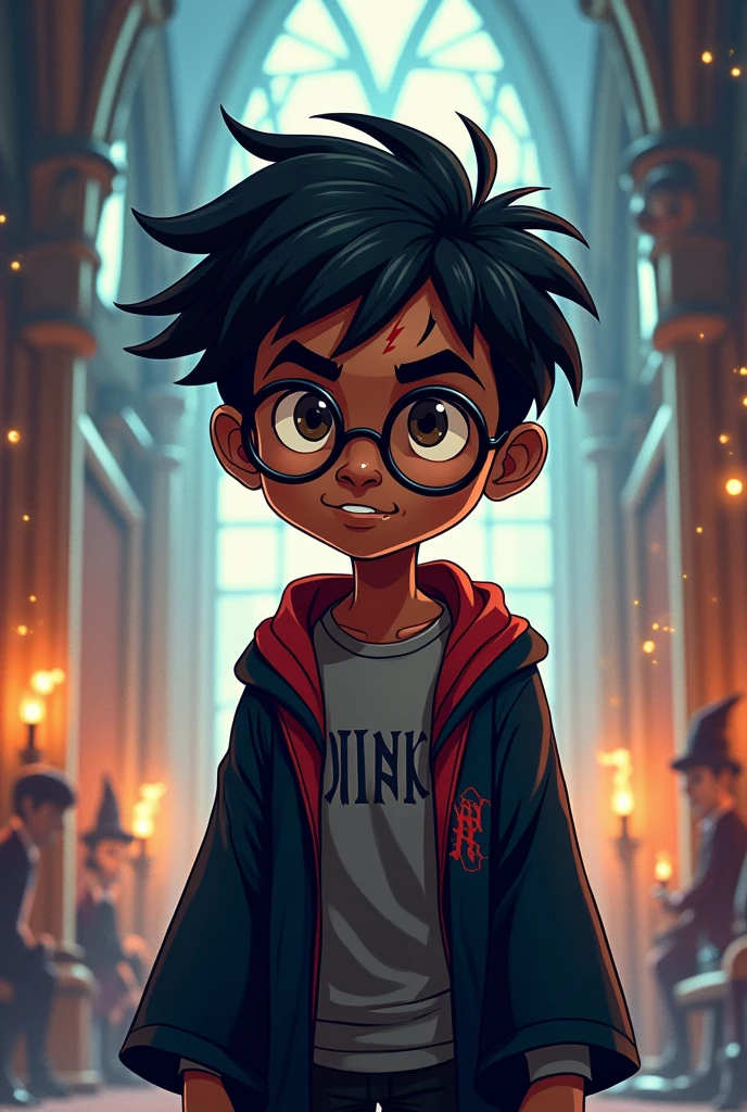 Gerar uma imagem do harry pother negro cartoon, bem mais negro