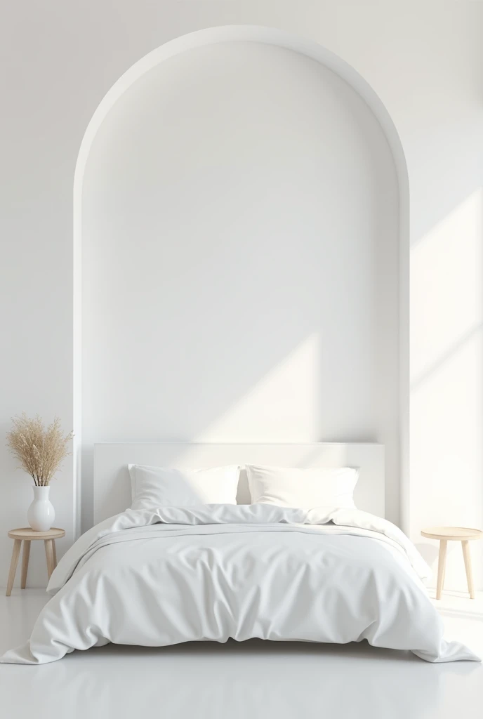 generate an image of a room with white walls and clean white sheets