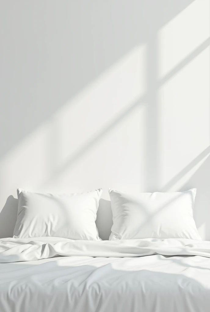 generate an image of a room with white walls, clean white sheets, fully ironed