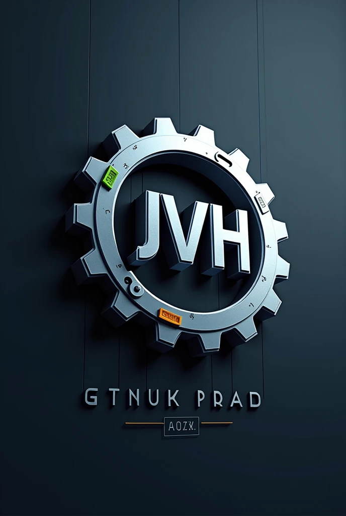 Logo Concept Shape and Design:

Central Symbol: A stylized gear or 3D mechanical part to represent specialization in mechanical design.
Initials JVH: Integrated into the design of the gear or mechanical part, with a modern and technological style.
colors:

Metallic Tones: grises, silver, and blue to convey precision, technology and professionalism.
Accent: A bright color like green or orange for details that stand out.
Typography:

modern style: Sans-serif font with clean, strong lines, for a technical and professional look.
Graphic elements:

3d effect: Add shadows or effects to give a sense of depth.
Technical details: Lines and shapes that suggest machinery and advanced technology.
Visual Example Imagine the following design:

Central Symbol: A 3D gear with a metallic appearance, that has a shadow effect to give it depth.
Initials JVH: Incorporated into the gear. The letters could be in a contrasting color, such as white or a light metallic tone, to stand out on the gear.
Additional text: Under the gear, the full name of the company in a modern and clear font, complementing the design without detracting from the symbol.