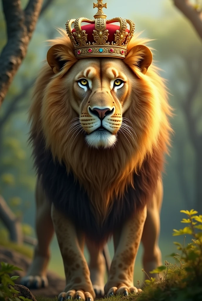 Lion with a crown on his head