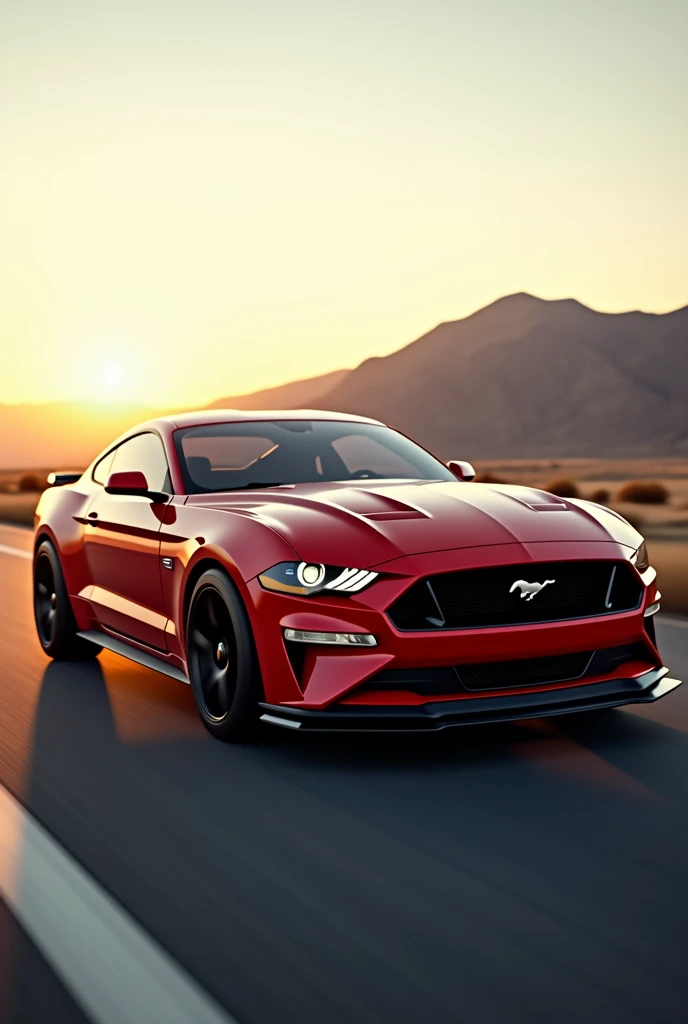 Ford Mustang, ready to hit the road at dawn, embodies and power.