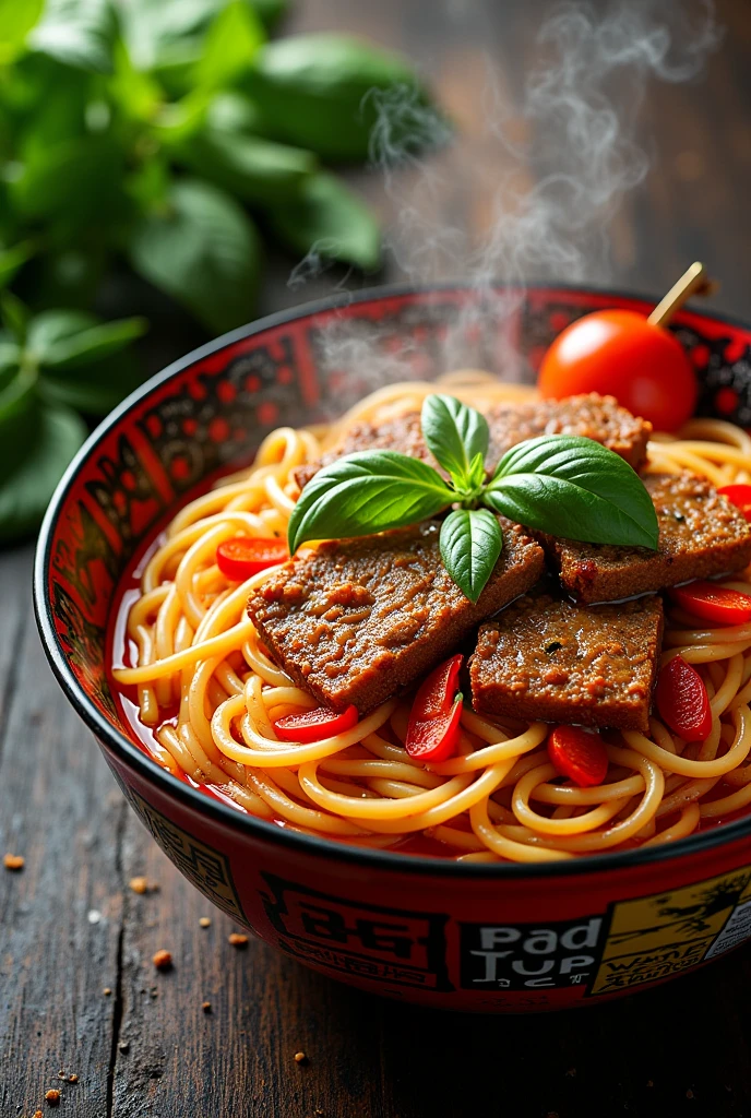 
super spicy nisin noodles with Pad Krapow flavor packaging





