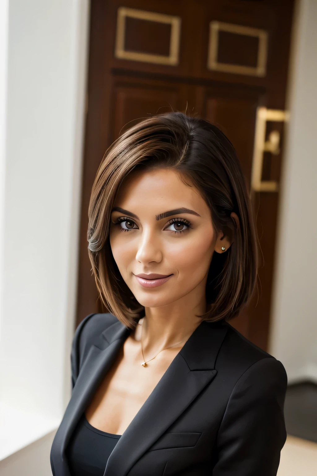 Slim brunette woman and businesswoman