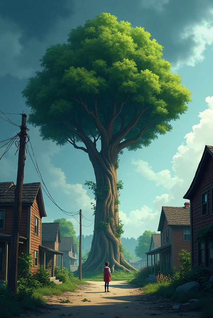 One day, a big storm hit the village, and many homes were damaged. Lily was worried about the Kindness Tree. But when the storm passed, she saw that the tree was still standing tall, stronger landscape