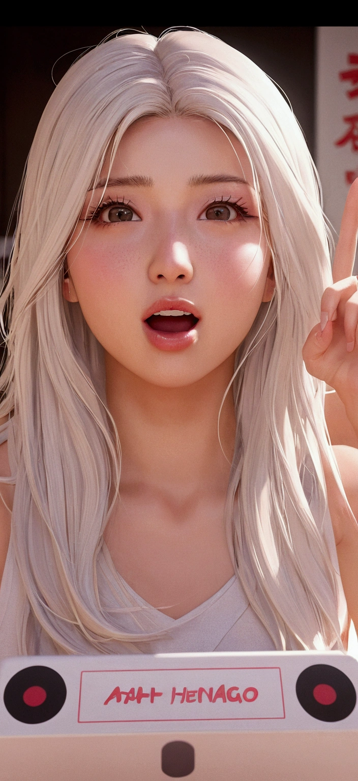 A beautiful woman who sticks out her tongue and salivates