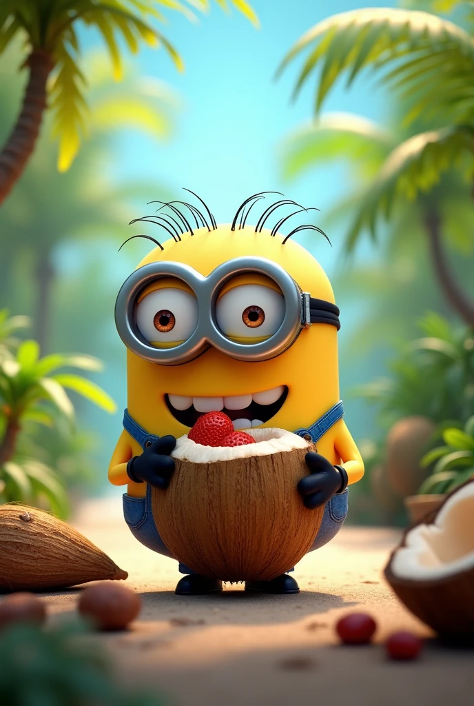 Minion eating coconut