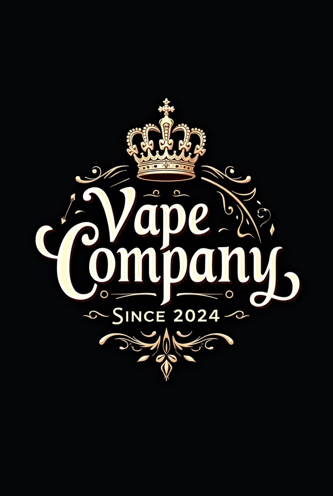 Create me a logo with fancy letters of a vaper shop called Vape Company That has a Crown and says since 2024