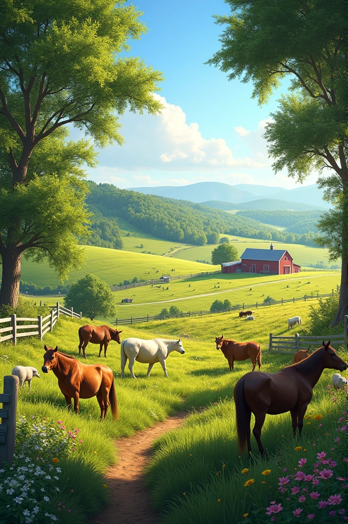 Generate a 3×4 HD quality image of agriculture and livestock 