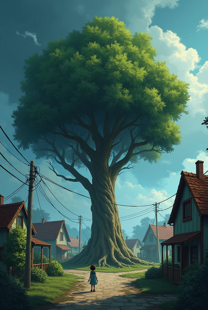 One day, a big storm hit the village, and many homes were damaged. Lily was worried about the Kindness Tree. But when the storm passed, she saw that the tree was still standing tall, stronger landscape