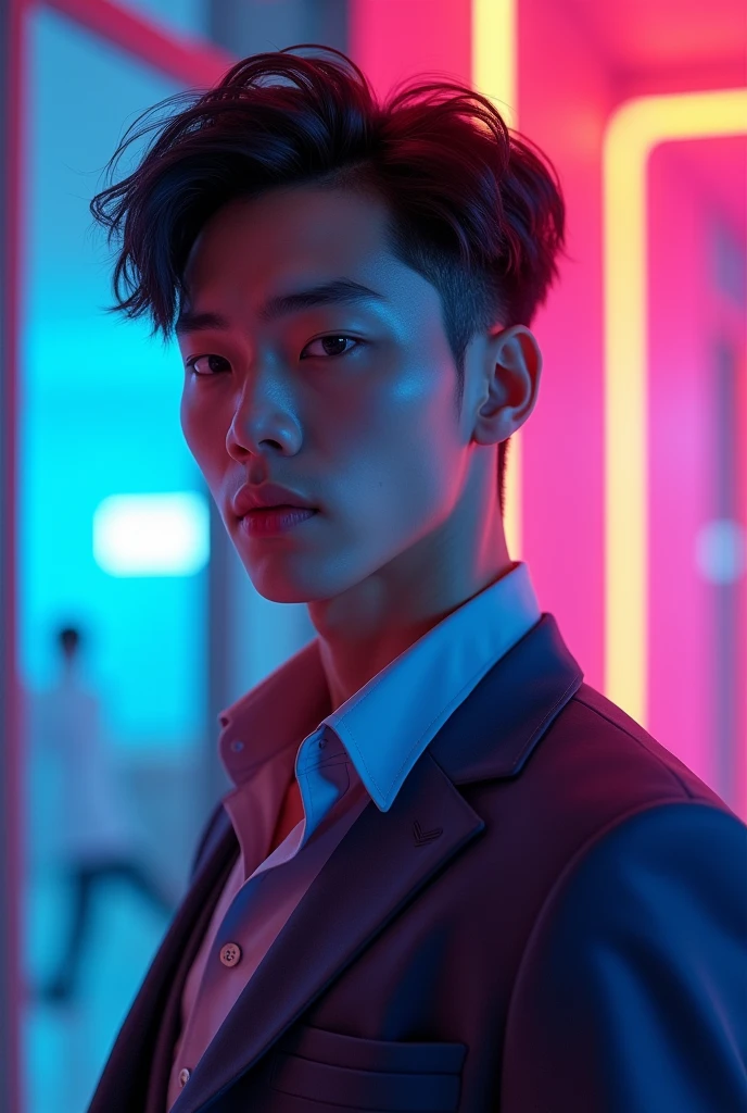 a 2 young man, clinic worker and kpop fan. By day he is an executive and at night he is a dancer and singer.
