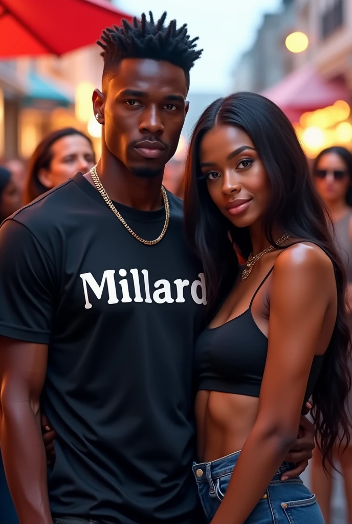 hot boy with the word Millard on shirt who is next to a girl and he's black and the girl and boy are  but has All the ladies 