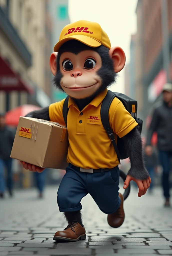 Monkey working in DHL