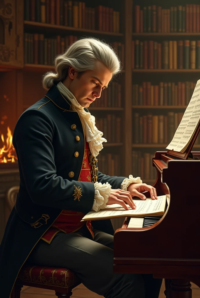 Mozart composing music in German 