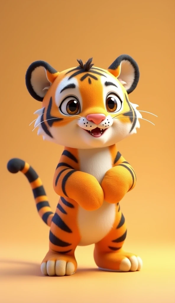 Bipedal Tiger　cute　small　animation、High resolution, High-resolution model, Cowboy Shot, 