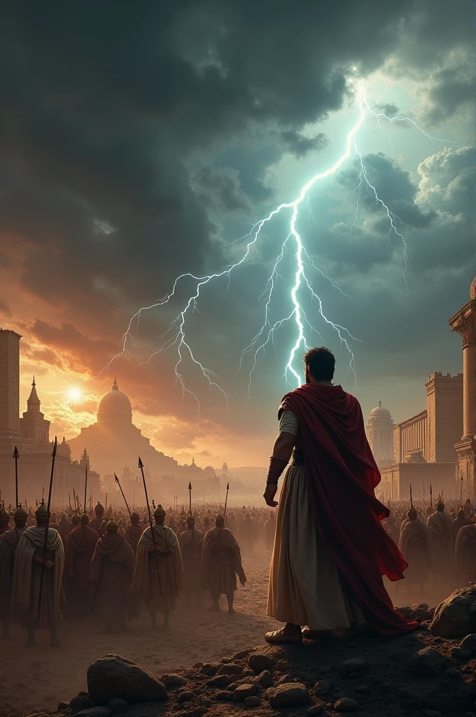Cyrus victorious, Babylon taken under dark skies and thunder.