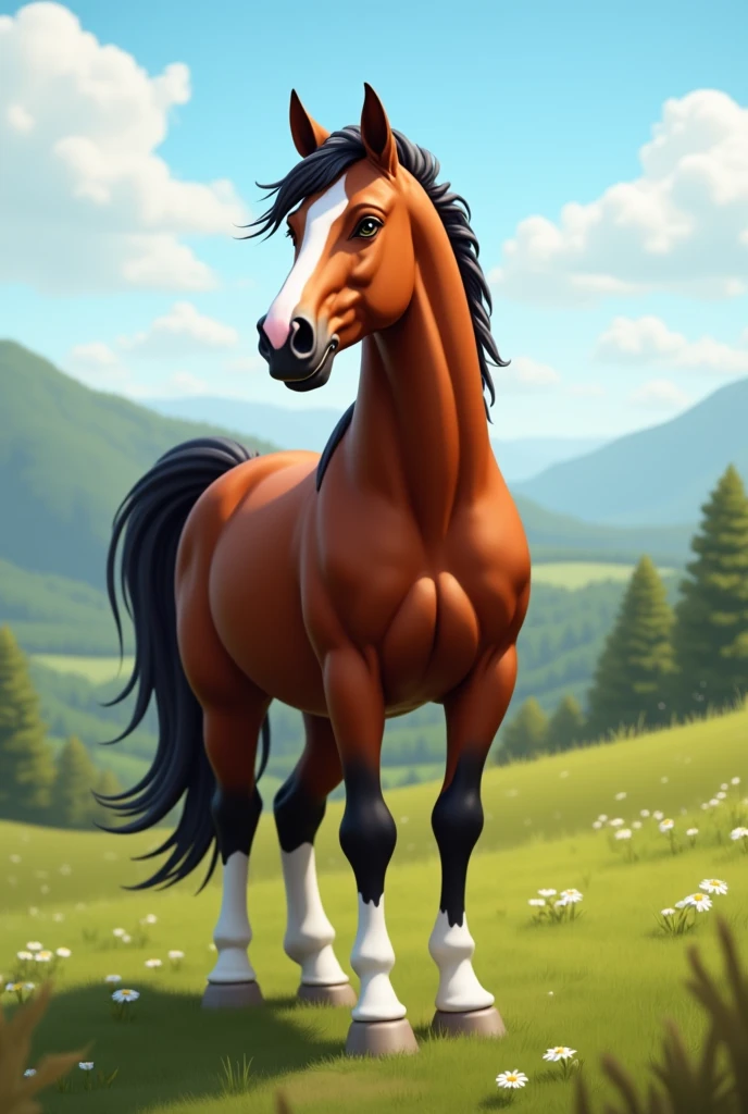 Freiberger horse blaze right white foot